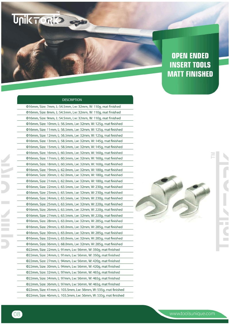 UNIKTORK TORQUE WRENCH  OPEN ENDED INSERT TOOL-2 CHENNAI